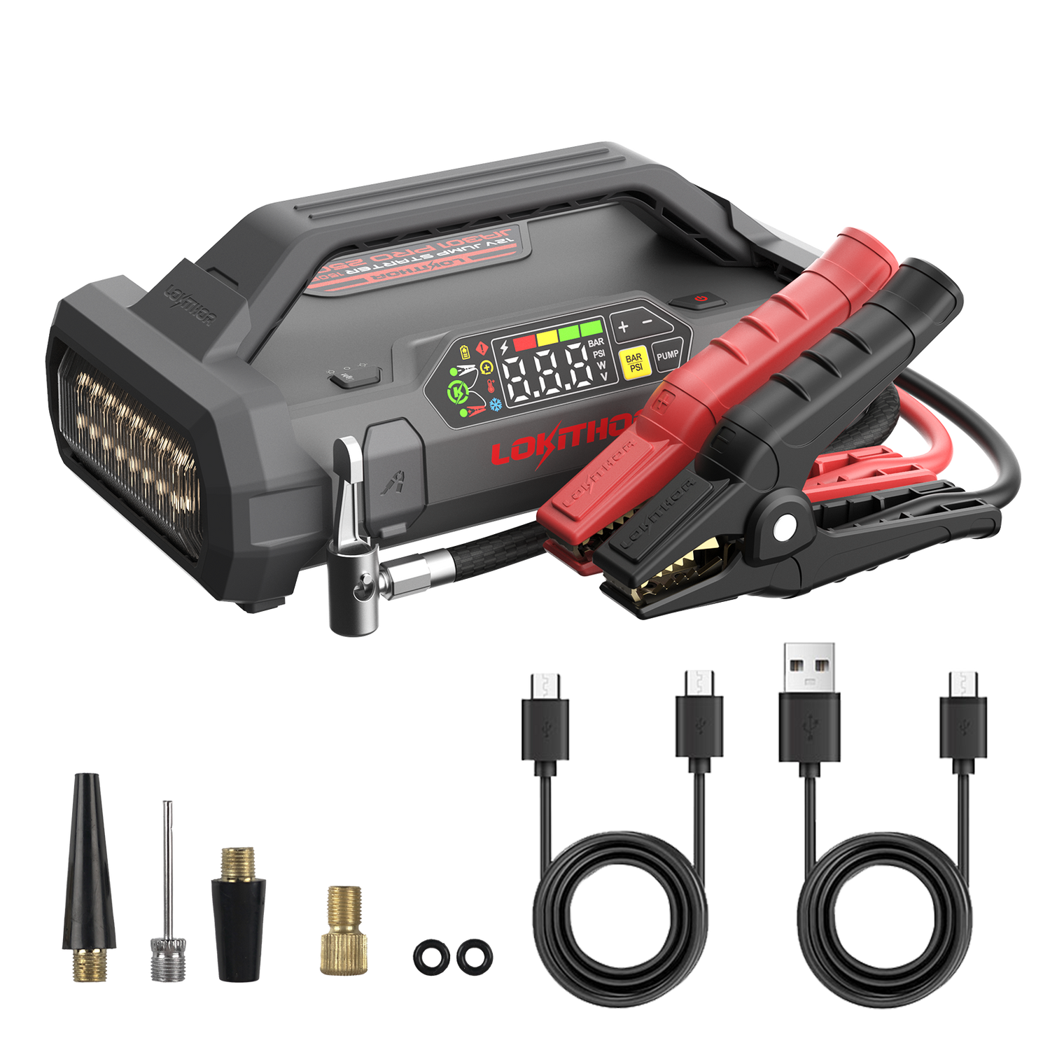 Lokithor JA301 PRO Jump Starter with Air Compressor | 4 IN 1