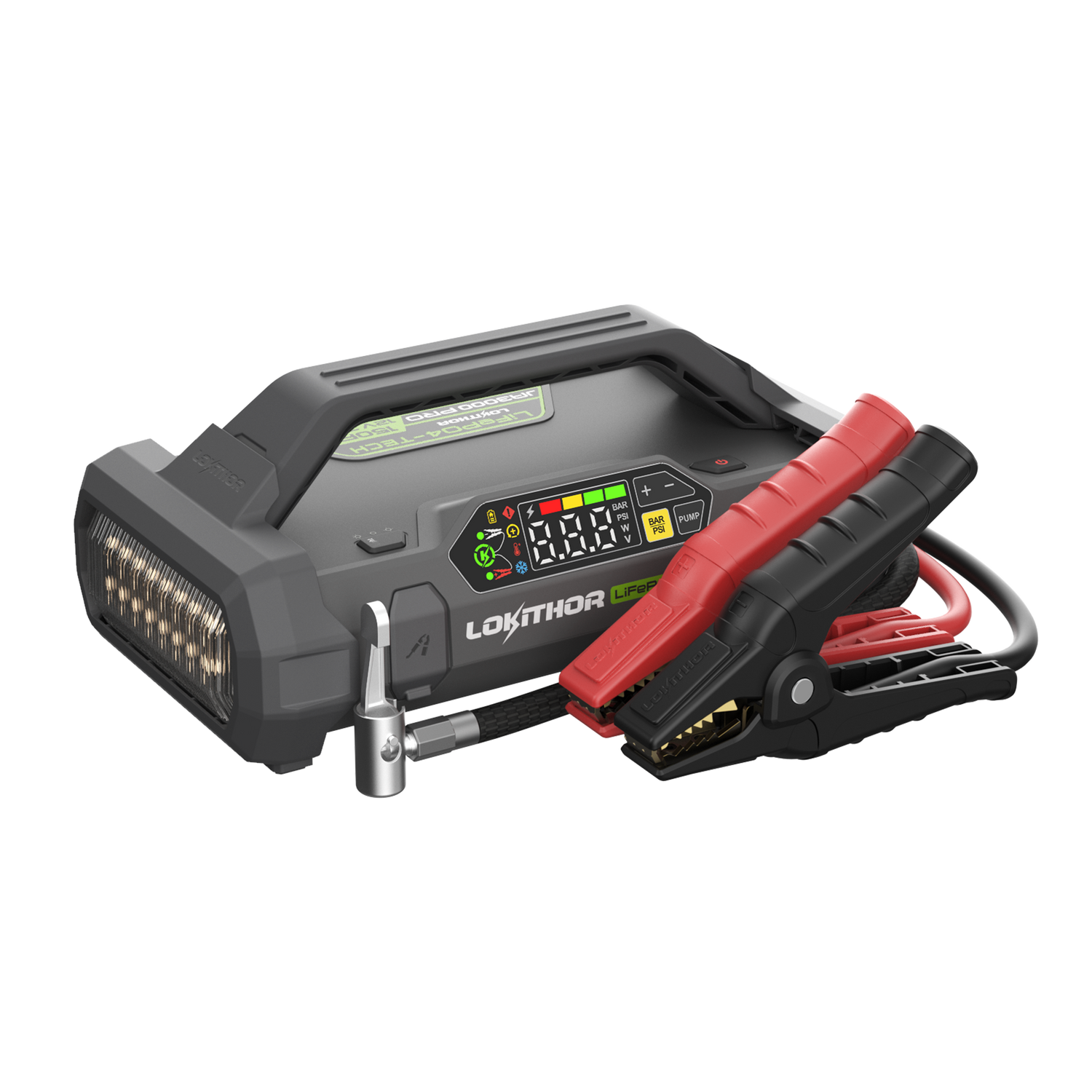 Lokithor JA3000 PRO 12V 3000A 46.08Wh LiFePO₄ Jump Starter With 150PSI Air Inflator and ConnectMax Technology