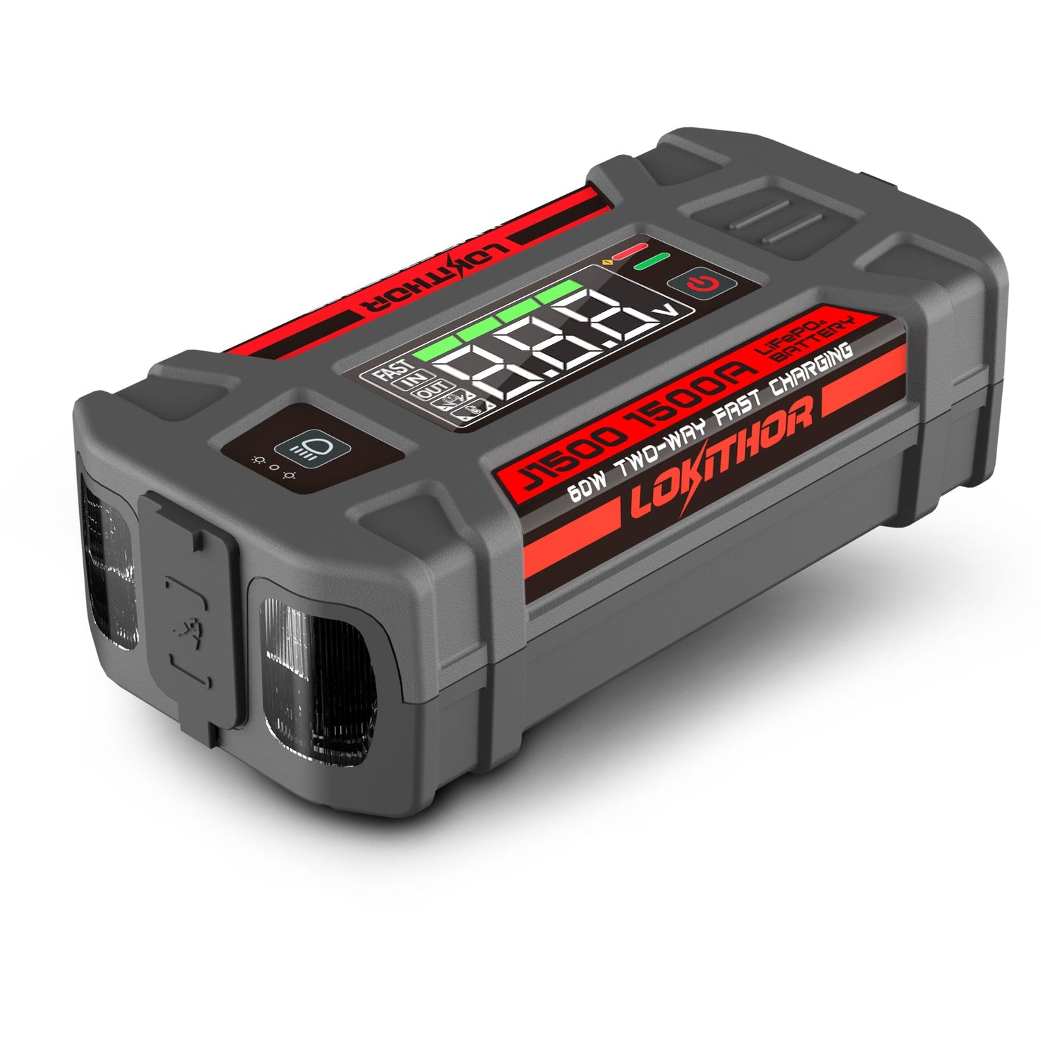 Lokithor J1500 1500A 12V 46Wh Lithium Jump Starter 4S LiFePO4 Type-C PD60W Two-way fast charging