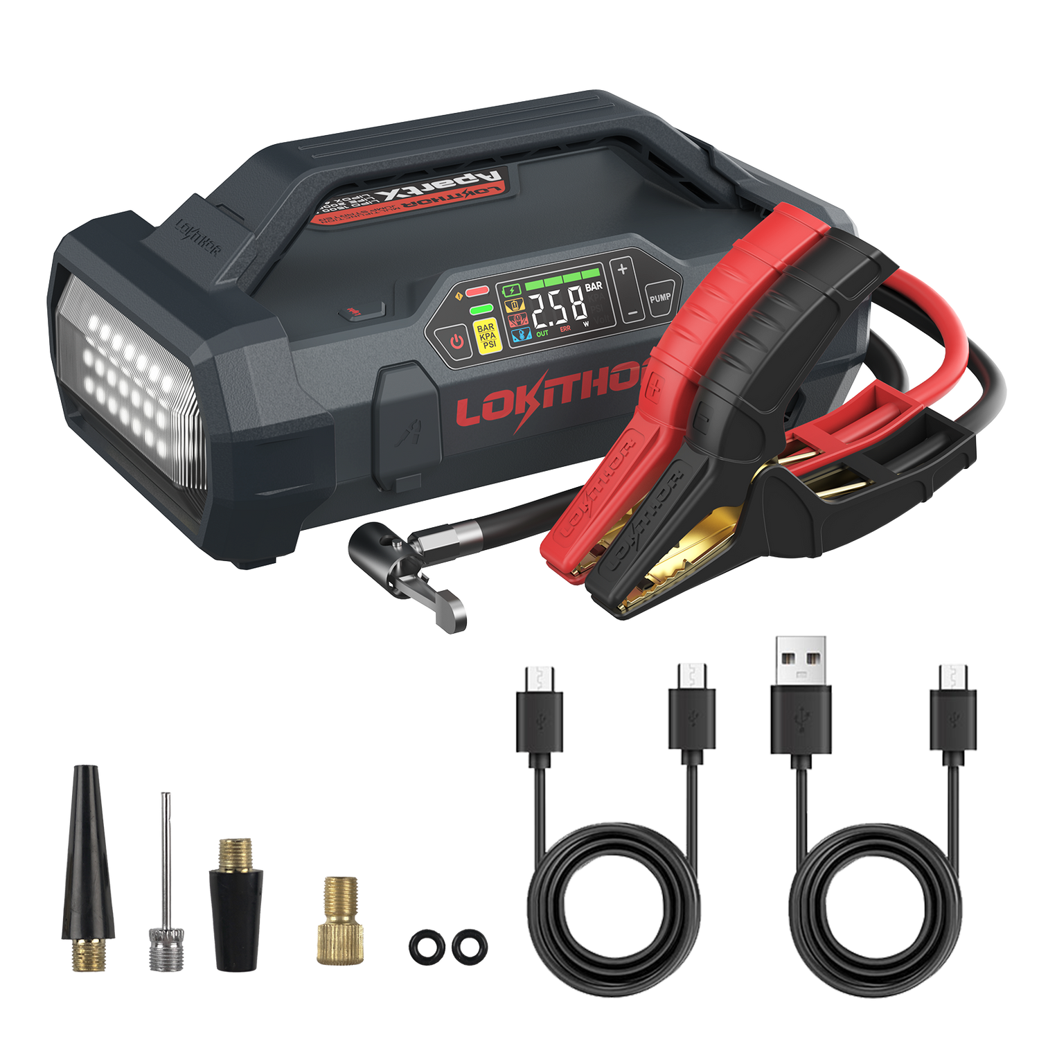 Lokithor ApartX 12V Detachable Battery with Jump Starter / Power Bank / LED Light / Air Inflator 4 IN 1