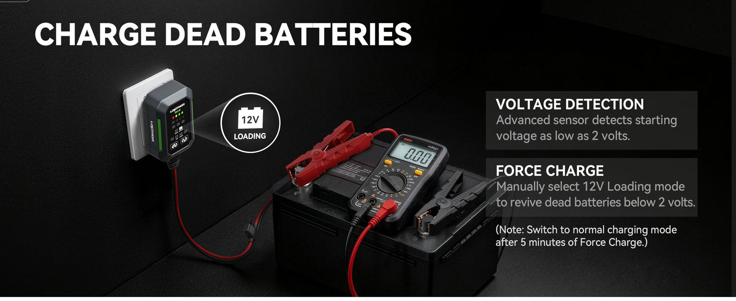 LOKITHOR BC2 6V/12V Car Battery Charger with 0.75A/1A/2A (UK Plug)