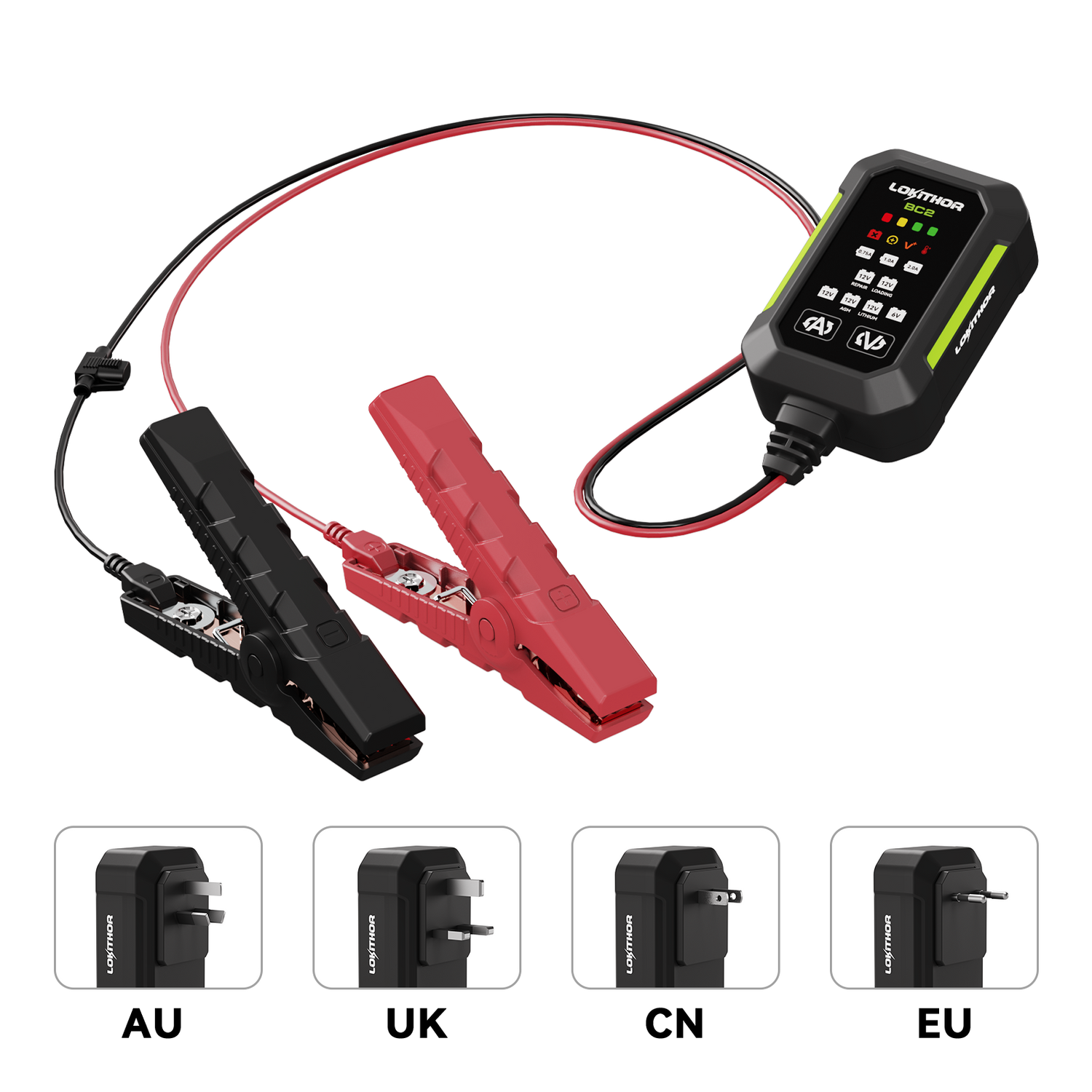 LOKITHOR BC2 6V/12V Car Battery Charger with 0.75A/1A/2A (EU Plug)