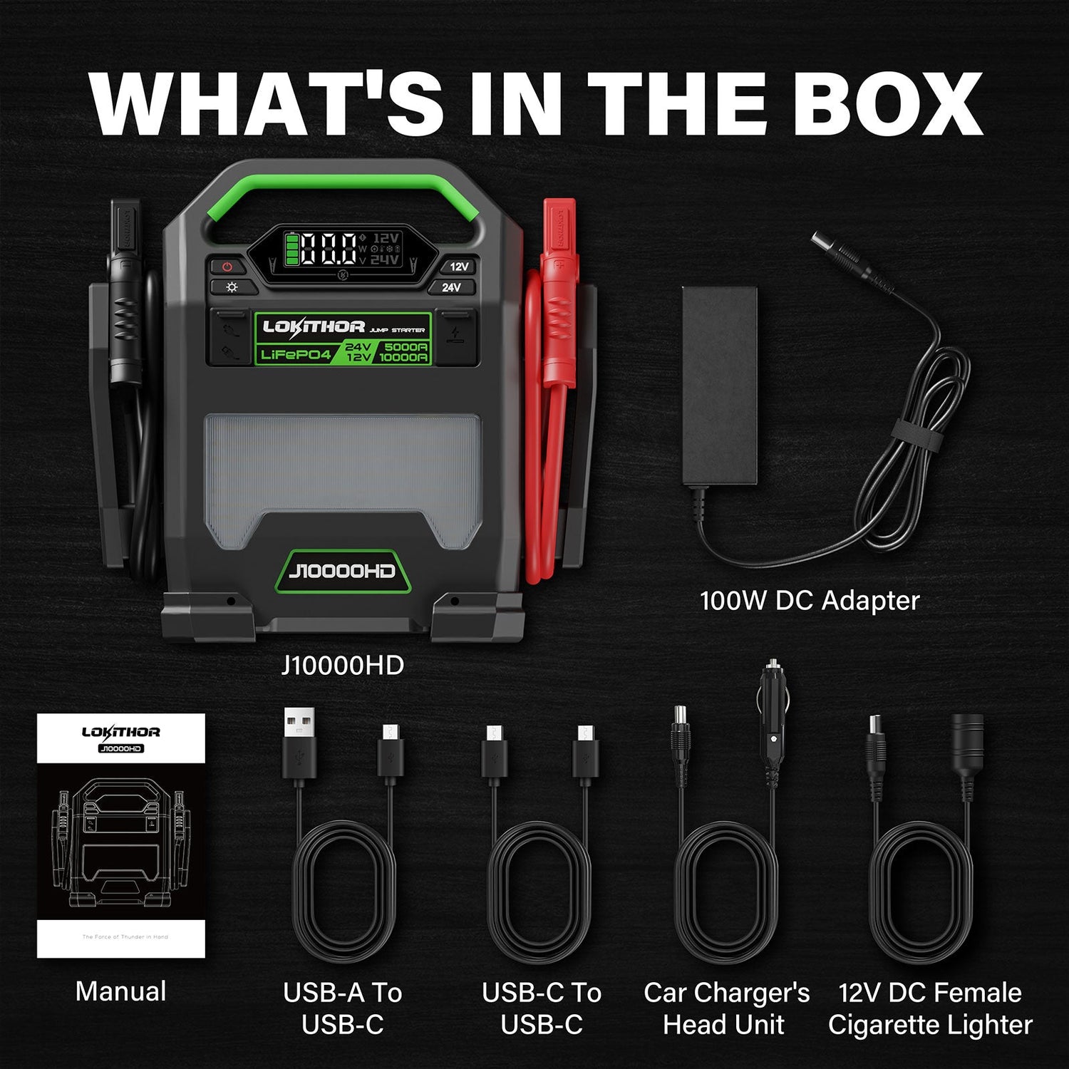 Lokithor J10000HD  LiFePO₄ 12V/24V 256Wh 10000A  Jump Starter