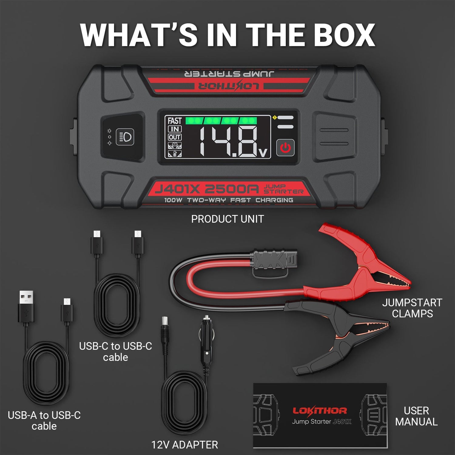 Lokithor J401X 2500A 12V 74Wh Lithium Low-Temperature(-40℉) Jump Starter